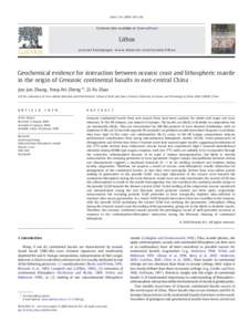 Geochemical evidence for interaction between oceanic crust and lithospheric mantle in the origin of Cenozoic continental basalts in east-central China