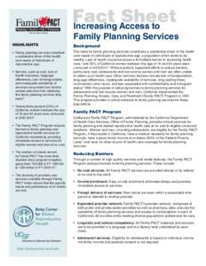 Family PACT Fact Sheet:  Increasing Access to Family Planning Services