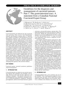 MAROUN et al.  PRACTICE GUIDELINE SERIES Guidelines for the diagnosis and management of carcinoid tumours.