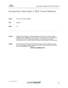 Encapsulation Overheads in ADSL Access Networks