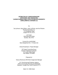 ESTIMATION OF CARBON MONOXIDE EXPOSURES AND ASSOCIATED CARBOXYHEMOGLOBIN LEVELS IN DENVER RESIDENTS USING pNEM/CO (VERSION 2.0)