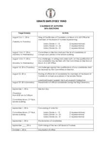 SENATE EMPLOYEES’ FUND CALENDAR OF ACTIVITIES 2016 ELECTIONS Target Date(s) August 2 to 11, 2016