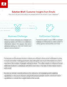 Solution Brief: Customer Insights from Emails How much do you know about the people behind the emails in your database? Business Challenge  FullContact Solution