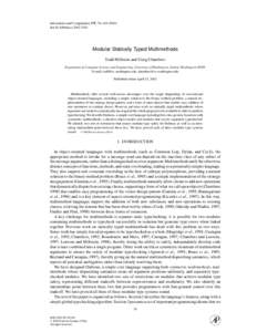Information and Computation 175, 76–doi:incoModular Statically Typed Multimethods Todd Millstein and Craig Chambers Department of Computer Science and Engineering, University of Washington