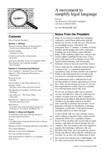 A movement to simplify legal language Patrons: The Rt Hon Sir Christopher Staughton and Justice Michael Kirby No. 48: DECEMBER 2002