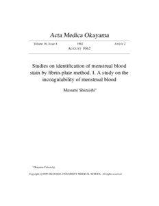 Acta Medica Okayama Volume 16, Issue 4