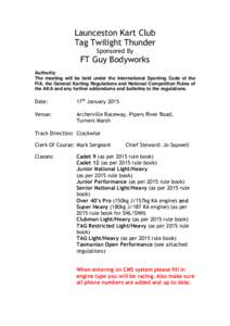 Launceston Kart Club Tag Twilight Thunder Sponsored By FT Guy Bodyworks Authority