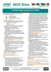 NICE Bites  May 2015: No 75 A summary of prescribing recommendations from NICE guidance  Irritable bowel syndrome in adults
