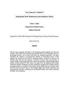 Too Close for Comfort? Immigrant-Host Relations in sub-Saharan Africa