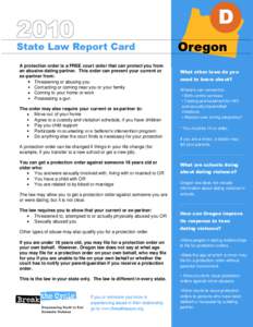 Oregon Protection Order Report Card[removed]