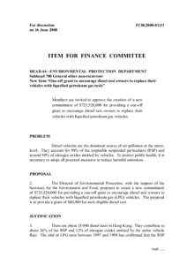 For discussion on 16 June 2000 FCR[removed]ITEM FOR FINANCE COMMITTEE