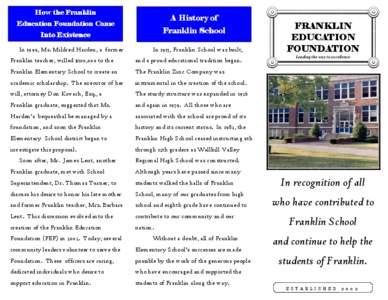 How the Franklin  A History of Education Foundation Came