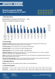 Bewehrungsstahl B500B Neue Preisliste ab[removed]Materialgrundpreis Materialgrundpreis für Lieferungen ab[removed]Fr. 924. — / Tonne Dieser Preis ist einheitlich für Fixlängen, BG1 und BG2.