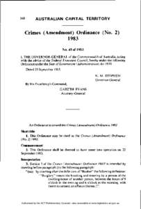 160  AUSTRALIAN CAPITAL TERRITORY Crimes (Amendment) Ordinance (No[removed]