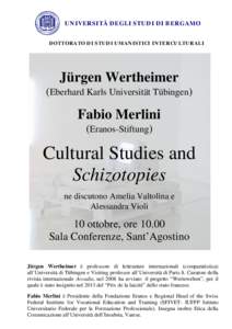 UNIVERSITÀ DEGLI STUDI DI BERGAMO DOTTORATO DI STUDI UMANISTICI INTERCULTURALI Jürgen Wertheimer (Eberhard Karls Universität Tübingen)