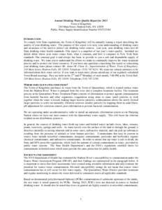 Annual Drinking Water Quality Report for 2013 Town of Kingsbury 210 Main Street, Hudson Falls, NY[removed]Public Water Supply Identification Number NY5722361  INTRODUCTION