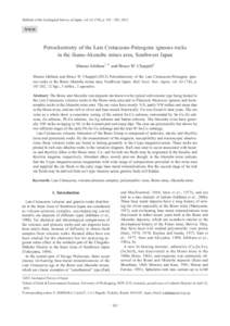 Bulletin of the Geological Survey of Japan, vol), p, 2012  Article Petrochemistry of the Late Cretaceous-Paleogene igneous rocks in the Ikuno-Akenobe mines area, Southwest Japan