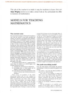 © ATM 2008 Ɣ No reproduction except for legitimate academic purposes Ɣ  for permissions  The job of the teacher is to make it easy for students to learn. Or is it? Alan Wigley invites us to take a 