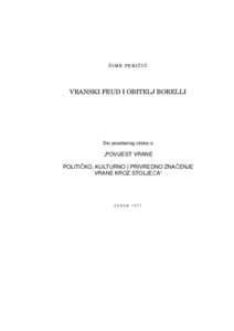 ŠIME PERI  VRANSKI FEUD I OBITELJ BORELLI Dio posebanog otiska iz