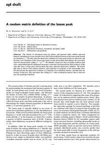 epl draft  A random matrix definition of the boson peak M. L. Manning1 and A. J. Liu2 1 2