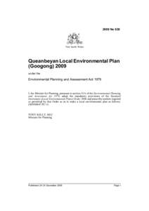 2009 No 630  New South Wales Queanbeyan Local Environmental Plan (Googong) 2009