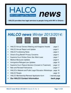news - HALCO provides free legal services to people living with HIV in Ontario - HALCO news Winter[removed]: 