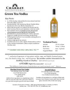 Green Tea Vodka Key Facts:    