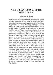 WEST INDIAN IGUANAS OF THE GENUS Cyclura By DAVID W. BLAIR