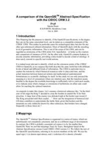 A comparison of the OpenGISTM Abstract Specification with the CIDOC CRM 3.2 Draft Martin Doerr ICS-FORTH, Heraklion, Crete Oct 4, 2001