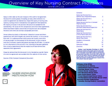 Overview of Key Nursing Contract Provisions www.cfnu.ca Contents Salary by Province for a 	 General Duty Registered Nurse