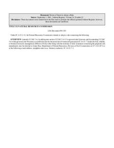 Document: Notice of Intent to Adopt a Rule Source: September 1, 2001, Indiana Register, Volume 24, Number 12 Disclaimer: These documents were created from the files used to produce the official (printed) Indiana Register