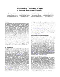 Retrospective Provenance Without a Runtime Provenance Recorder Timothy McPhillips Shawn Bowers