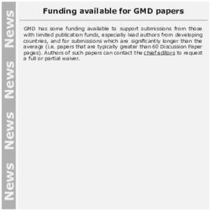 News News News News  Funding available for GMD papers