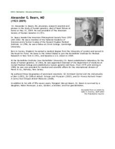 Archibald Garrod / American Society of Human Genetics / English people / Academia / Thomas Clifford Allbutt / Francis Richard Fraser / Rockefeller University / Fellows of the Royal Society / Alexander Gordon Bearn / British people