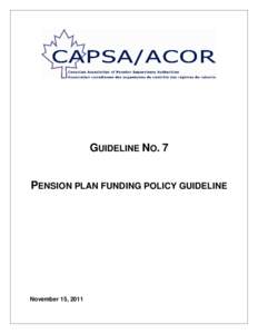 Pension Plan Funding Policy Guideline
