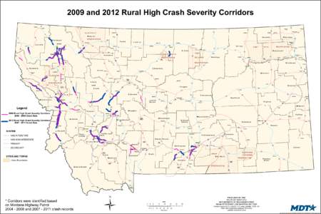 2009 and 2012 Rural High Crash Severity Corridors t I Rexford