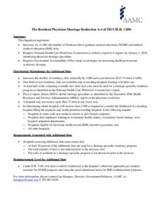 Microsoft Word - HR 1180 Resident Physician Shortage Reduction Act AAMC summary[removed]