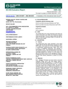 ICC-ES Evaluation Report  ESR-1405 Reissued November 1, 2013 This report is subject to renewal December 1, 2015.