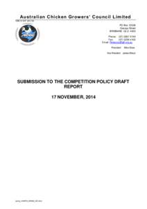 Australian Chicken Growers Council - Competition Policy Review: Draft Report Submissions