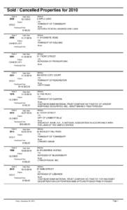 Sold / Cancelled Properties for 2010 Case # Sale Date  2022