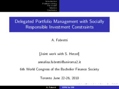 Business / Financial risk / Risk / Funds / Socially responsible investing / Mathematical optimization / Structure / Risk aversion / Expected utility hypothesis / Utility / Finance / Economics