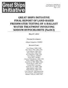 Final Report: GSI/LB/F/A/5 Date Finalized: May 07, 2012 Page 1 of 67 GREAT SHIPS INITIATIVE FINAL REPORT OF LAND-BASED