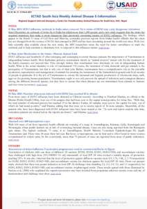 www.saarc-rsu-hped.org  Vol. 04, No[removed]March 2015 ECTAD South Asia Weekly Animal Disease E-Information Regional Support Unit and Emergency Centre for Transboundary Animal Diseases for South Asia, FAO, Nepal