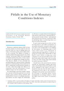 Reserve Bulletin Indexes Pitfalls in Bank the UseofofAustralia Monetary Conditions