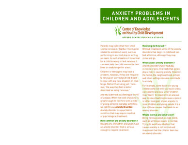 Mental health / Anxiety / Separation anxiety disorder / Panic disorder / Selective mutism / Phobia / Generalized anxiety disorder / Obsessive–compulsive disorder / School refusal / Psychiatry / Abnormal psychology / Anxiety disorders