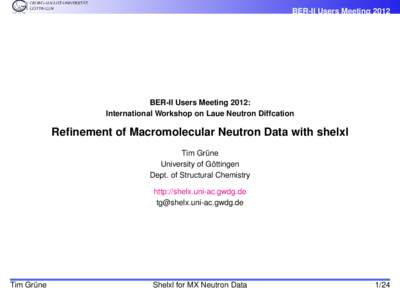 BER-II Users Meeting 2012