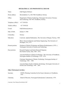 BIOGRAPHICAL AND PROFESSIONAL RESUME