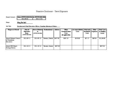 Proactive Disclosure - Travel Expenses Period Covered: from (YYYY-MM-DD) to (YYYY-MM-DD[removed]-12-01