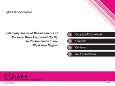 IAEA-TECDOC-CD[removed]Intercomparison of Measurements of Personal Dose Equivalent Hp(10) in Photon Fields in the West Asia Region