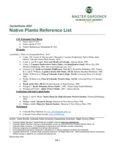 Native Plants Reference list